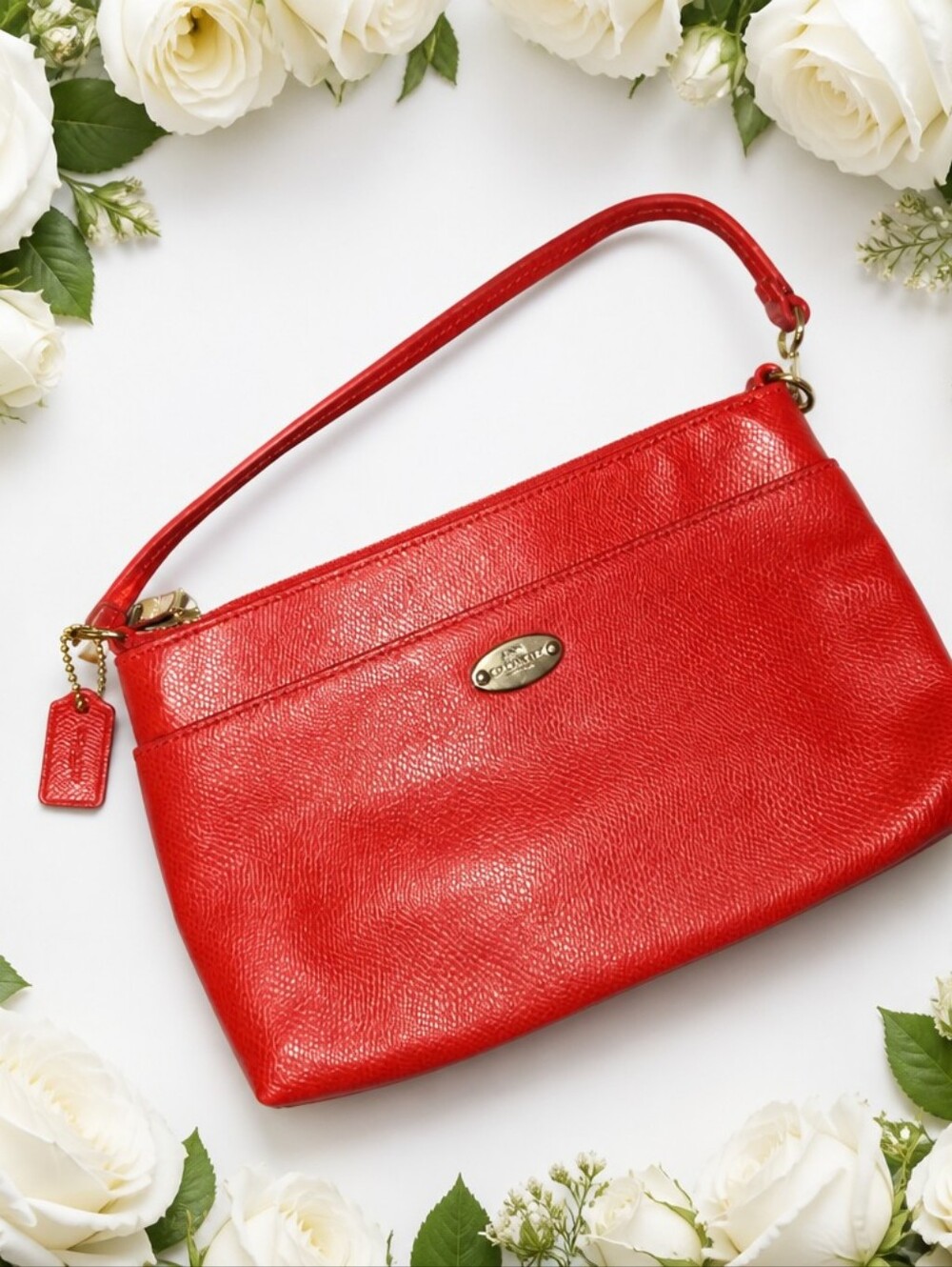 Coach Red Leather Wristlet Shoulder Bag